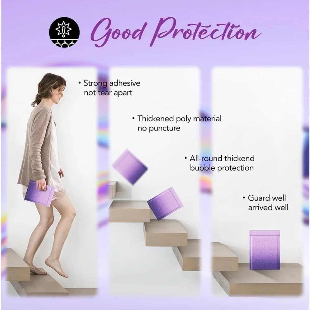 100 Pack Purple Ombré Bubble Mailers 6x9 NWT